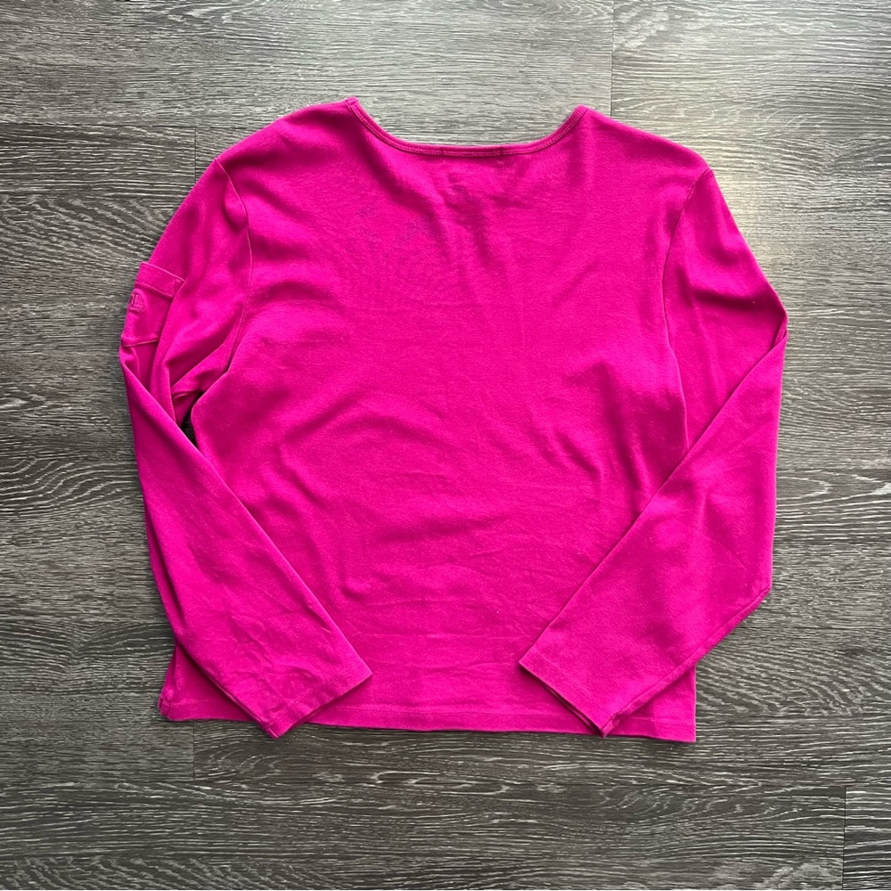 Lauren Ralph Lauren 100% Cotton Fuchsia Long-Sleeve with Utility Pocket - Picture 5 of 6